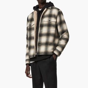 AllSaints Lewes Slim Fit Check Fleece Lined Shirt Jacket Men's Large